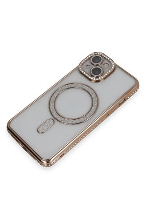 Newface Apple iPhone 13 Kılıf Joke Simli Magneticsafe Kılıf - Gold