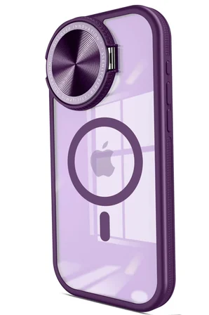 Newface Apple iPhone 14 Pro Max Kılıf Teleskop Lens Magsafe Silikon Kapak - Derin Mor