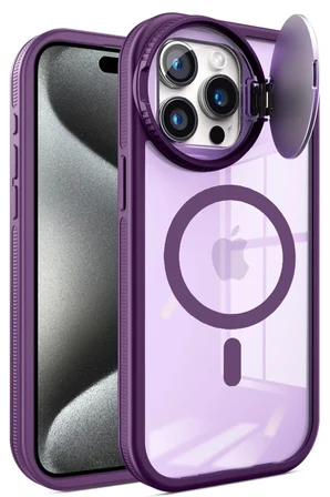 Newface Apple iPhone 14 Pro Max Kılıf Teleskop Lens Magsafe Silikon Kapak - Derin Mor