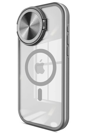 Newface Apple iPhone 15 Pro Kılıf Teleskop Lens Magsafe Silikon Kapak - Titan Gri