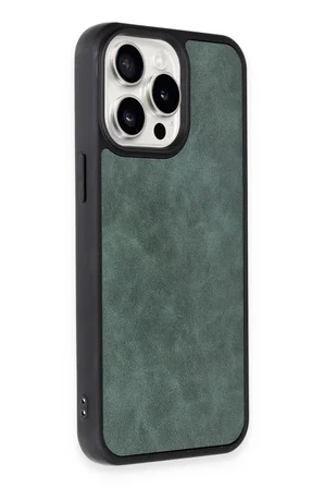 Newface Apple iPhone 14 Pro Kılıf Aras Deri Kapak - Koyu Yeşil