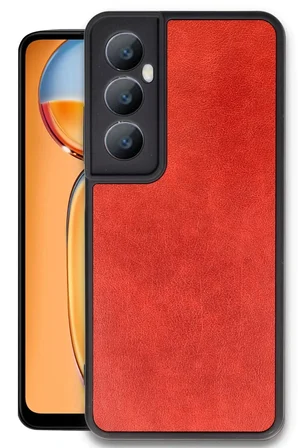Newface Realme C65 Kılıf Aras Deri Kapak - Kırmızı
