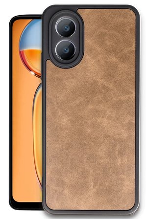 Newface Oppo A38 Kılıf Aras Deri Kapak - Taba