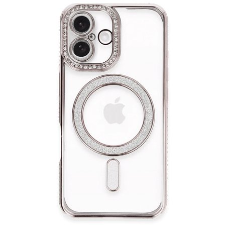 Newface Apple iPhone 16 Plus Kılıf Joke Simli Magneticsafe Kılıf - Pembe