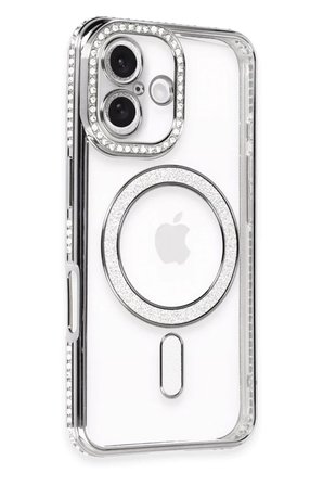 Newface Apple iPhone 16 Plus Kılıf Joke Simli Magneticsafe Kılıf - Gri