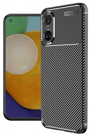 Newface Oppo A38 Kılıf Auto Focus Karbon Kapak - Siyah