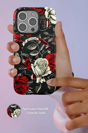 Onegif Apple iPhone 14 Pro Max Flower Series Magsafe Kapak - Beyaz