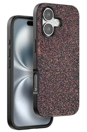 Onegif Apple iPhone 16 Plus Bright Simli Kapak - Derin Mor