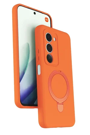 Newface Xiaomi Redmi 15 4G Regal Magsafe Standlı Kapak - Turuncu