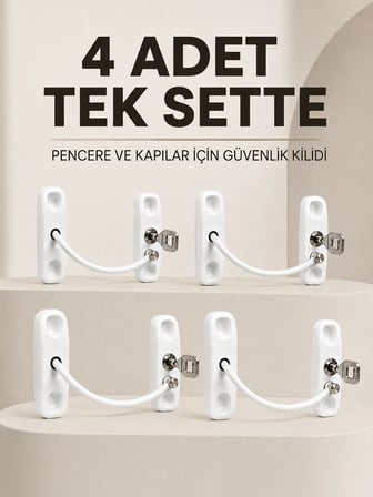 Anahtarlı Pencere Emniyet Kilidi 4 Adet Güvenlik Seti