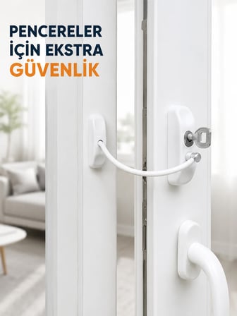 Anahtarlı Pencere Güvenlik Aparatı Esnek Kablolu Pencere Açılma Sınırlayıcı Kilit