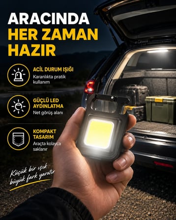 Süper Parlak 800 Lümen LED Fener – USB Şarjlı, 3 Işık Modlu, Mini Taşınabilir ve Anahtarlık Tipi Yen