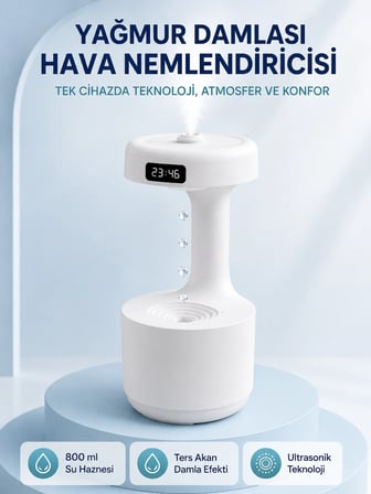 Anti Yerçekimi Su Damlası Hava Nemlendirici 800 ml Ultrasonik Aroma Difüzör