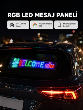 RGB LED Panel – Mobil Uyumlu, Yazı ve GIF Destekli, USB Bağlantılı Dekoratif Ekran