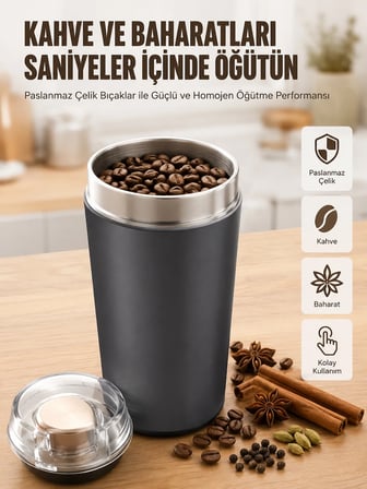 Yeni Nesil Kahve ve Baharat Öğütücü Paslanmaz Çelik Kahve Değirmeni