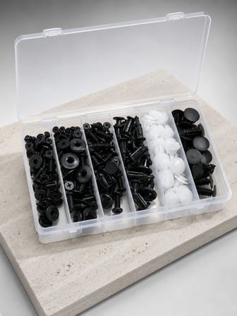 Universal Araç Döşeme Klipsi ve Tampon Sabitleme Pimi Seti 100 Parça Organizer Kutulu