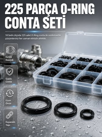 Organizer Kutulu O-Ring Conta Seti 225 Parça | Dayanıklı Kauçuk Sızdırmazlık Contaları