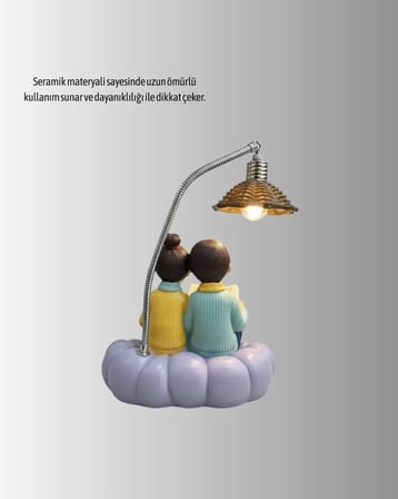 Romantik Çift Figürlü Okuyan Çift Masa Lambası Dekoratif LED Aydınlatma