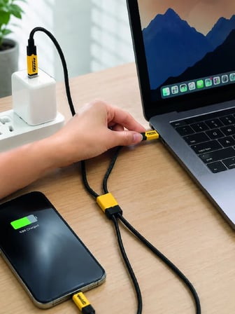 240W Çoklu Şarj Kablosu Type-C Lightning Micro USB Örgü Kablo