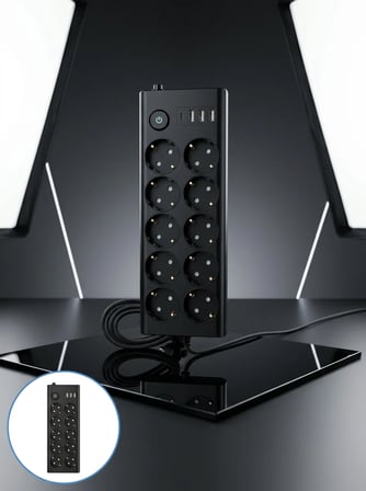 10 Prizli USB Destekli Çoklu Priz Type-C Şarj Girişli Güvenli Güç Ünitesi