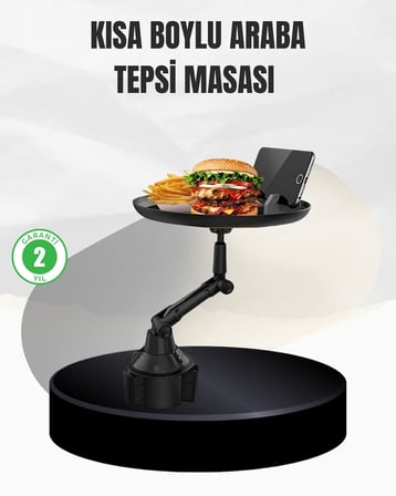 Universal Araç İçi Bardaklık Tepsisi 9 İnç Yemek Alanı ve Telefon Standlı