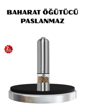 Modern Otomatik Baharat Öğütücü Seti – Pilli, Paslanmaz Çelik, LED Aydınlatmalı