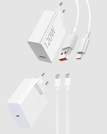 120W Süper Hızlı Şarj Adaptörü – Type-C Kablo Dahil, Yüksek Voltaj Korumalı