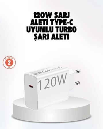 120W Güçlü Hızlı Şarj Adaptörü ve Type-C Kablo Seti – Güvenli Şarj Teknolojisi