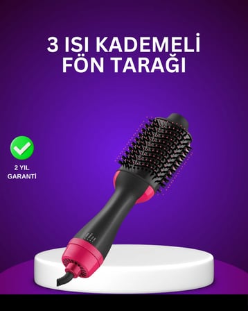 Negatif İyon Teknolojili Saç Kurutma ve Şekillendirme Fırçası