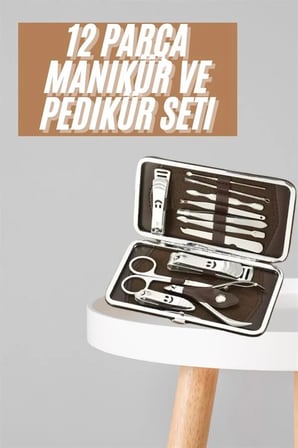 Tırnak Bakım Seti Tırnak Düzeltme Batık 12 Parça Çanta Tipi Manikür Pedikür