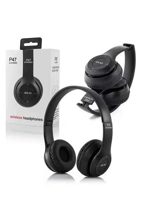 Bluetooth Kablosuz Kulaklık Siyah Wireless 5.0 Kulak Üstü Uzun Pil Ömrü