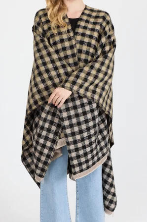 APARİM Kadın Panço Pamuk Polyester Karışımlı Kumaş Krem Standart Beden