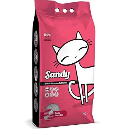 Sandy Sodyum Bentonit Ultra Topaklaşan Bebek Pudralı Doğal Kedi Kumu 10 Kg