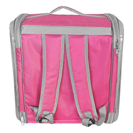 Markapet Çift Cam Kedi Köpek Taşıma Çantası 32x40x42 cm Pembe