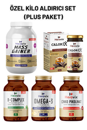Özel Kilo Aldırıcı Set - Plus Paket ( Omega 3, B Complex, Çinko, Calorix, Gainer 2400gr)