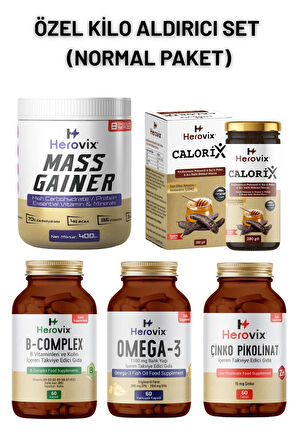 Özel Kilo Aldırıcı Set - Normal Paket ( Omega 3, B Complex, Çinko, Calorix, Gainer 400gr)