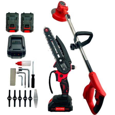 Haktaş HKT1060 2li Bahçe Seti Çift Akülü - Şarjlı Tırpan + Dal Budama Testere 15cm