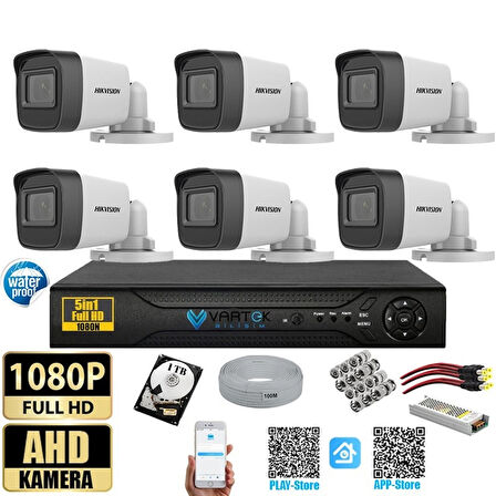 Hikvision 2 MP 6 Kameralı 1 TB HDD Tak Çalıştır  Kamera Seti