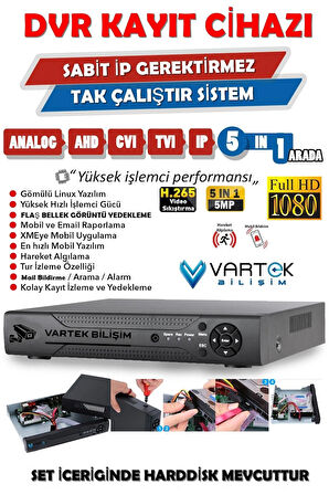 Hikvision 2 MP 4 Kameralı 500 GB HDD Tak Çalıştır  Kamera Seti