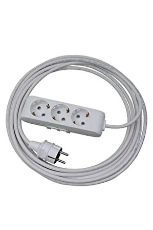 Üçlü Grup Priz Anahtarlı Topraklı 60 Metre Beyaz Seyyar Kablo(3x1,5 Öznur Kablo)