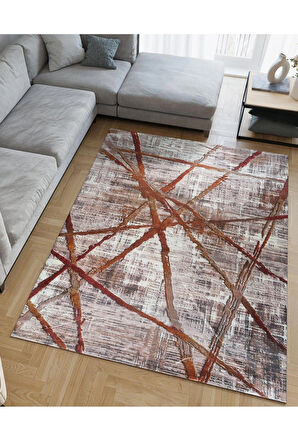 Modern Desenlerde Kadife Dokulu Lastikli Süngerli Kaymaz Yıkanabilir Halı Örtüsü