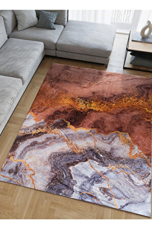 Modern Desenlerde Kadife Dokulu Lastikli Süngerli Kaymaz Yıkanabilir Halı Örtüsü