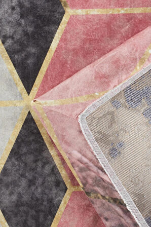 Modern Desenlerde Kadife Dokulu Lastikli Süngerli Kaymaz Yıkanabilir Halı Örtüsü