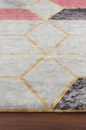 Modern Desenlerde Kadife Dokulu Lastikli Süngerli Kaymaz Yıkanabilir Halı Örtüsü