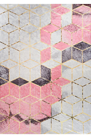 Modern Desenlerde Kadife Dokulu Lastikli Süngerli Kaymaz Yıkanabilir Halı Örtüsü