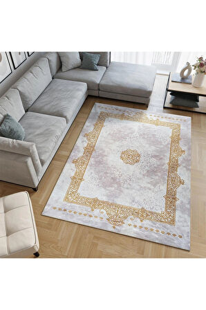 Modern Desenlerde Kadife Dokulu Lastikli Süngerli Kaymaz Yıkanabilir Halı Örtüsü