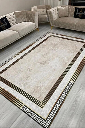 Kadife Dokulu, Lastikli, Süngerli, Kaymaz, Yıkanabilir Modern Desenlerde Halı Örtüsü