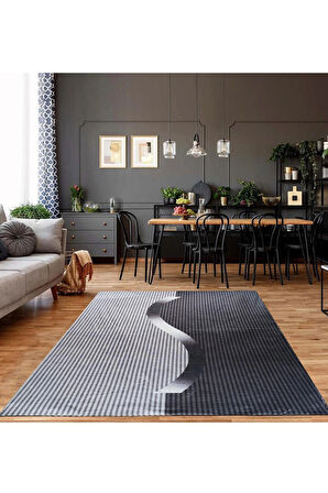 Kadife Dokulu, Lastikli, Süngerli, Kaymaz, Yıkanabilir Modern Desenlerde Halı Örtüsü