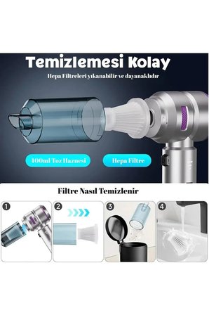 HL-121 Araç İçi Süpürge Şarjlı Taşınabilir Hafif Çantalı 16000Pa Vacuum Cleaner Vakum Ve Üfleme