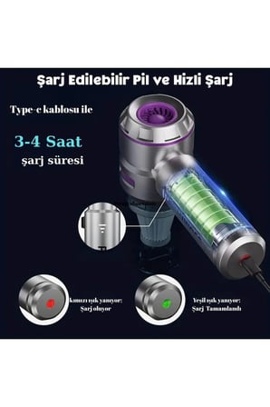 HL-121 Araç İçi Süpürge Şarjlı Taşınabilir Hafif Çantalı 16000Pa Vacuum Cleaner Vakum Ve Üfleme